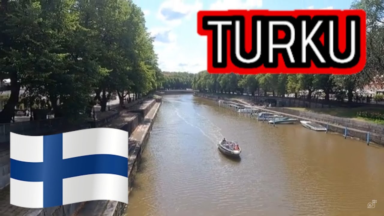 Virtual Walking Tour - Turku (Åbo) along Aura river, Finland [HD]