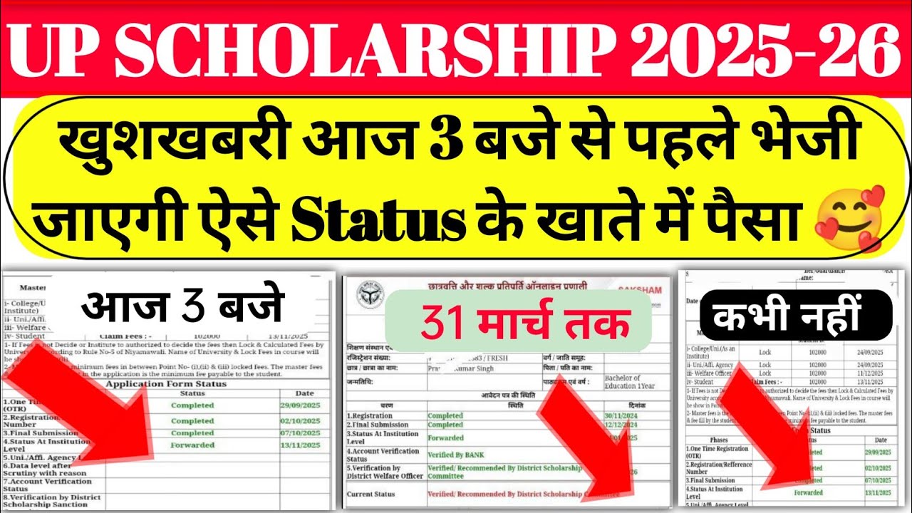 up scholarship latest news today/up scholarship latest news/up scholarship Kab Ayega 2025-26