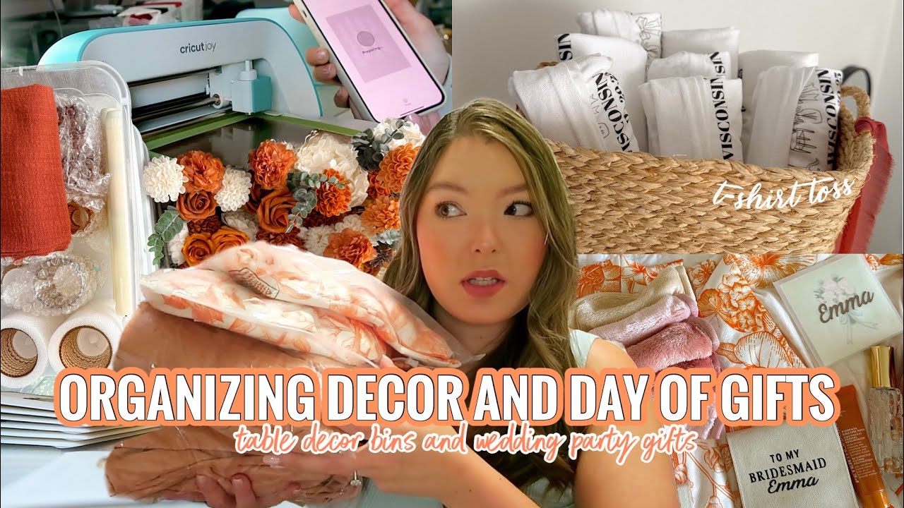 WEDDING PREP VLOG | Putting Together My Bridal Party Day of Gifts + Organizing the Table Decor Bins