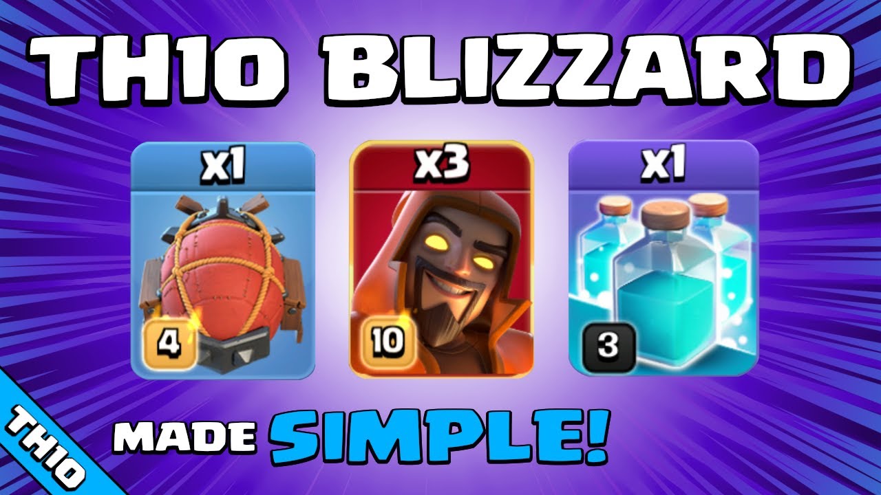 EASY TO USE TH10 BLIZZARD ATTACK! TH10 Attack Strategy | Super Wizard + Blimp | Clash of Clans
