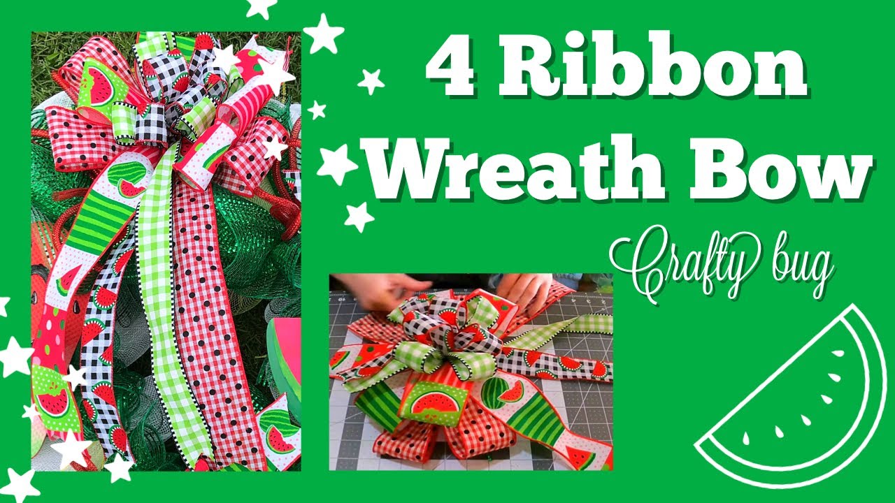 4 Ribbon WREATH BOW. How to tie a bow. How to make a bow. How to make a bow out of ribbon #bowmaking