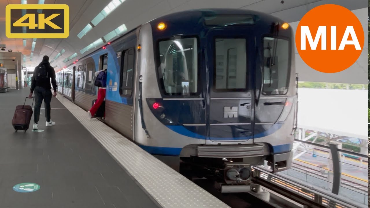 Miami Dade Transit Metrorail, Miami International Airport to Downtown Miami, 4K Train Ride