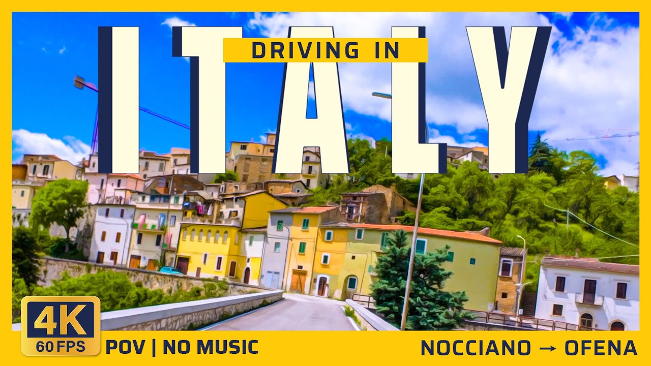 Italy Driving 4K | Nocciano to Ofena (Abruzzo) | ASMR Road Sounds, No Music
