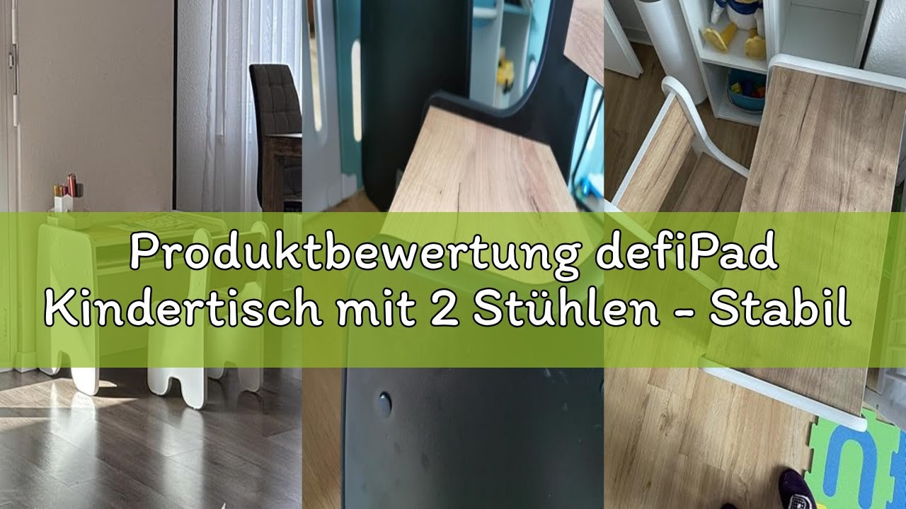 Produktbewertung defiPad Kindertisch mit 2 Stühlen - Stabil & Langlebig - Kinder Tisch Stuhl Set - M