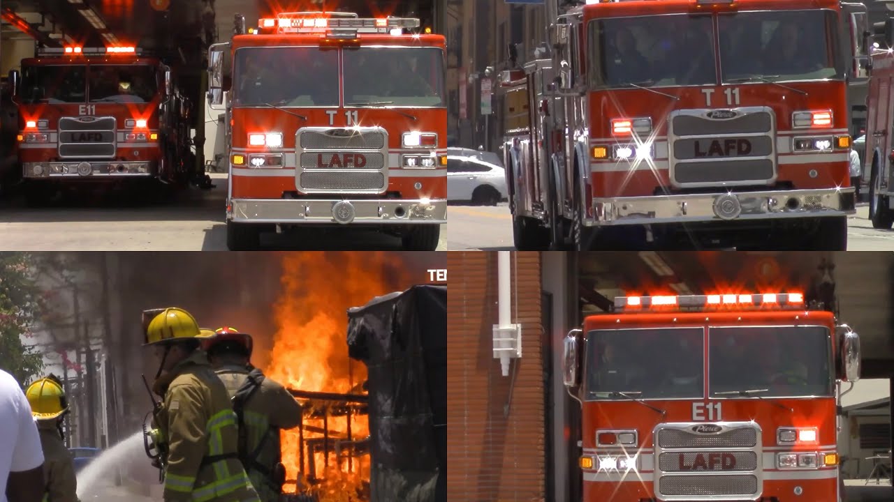 LAFD TASK FORCE 11 RESPONDING ENCAMPMENT FIRE