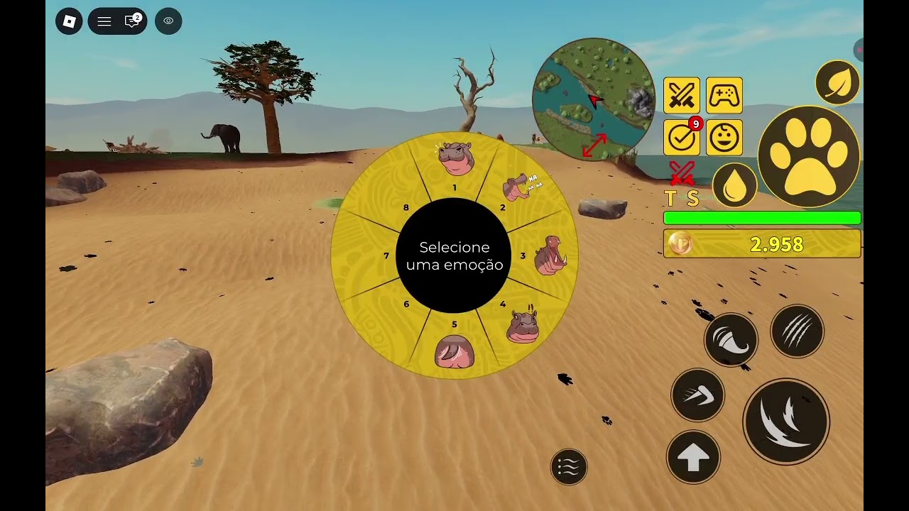 Gameplay de Hippo no Savannah Life na Roblox