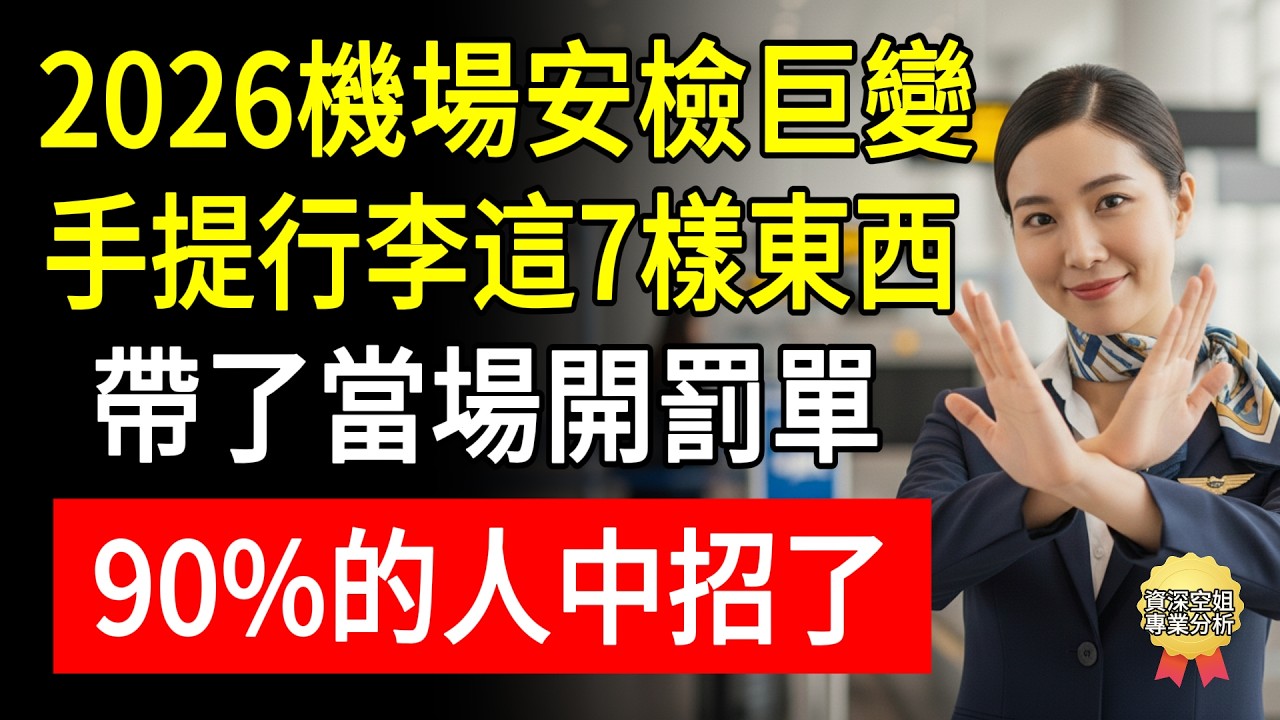 2026機場安檢巨變！手提行李這7樣東西，帶了當場開罰單！90%的人中招了！#幸福百分百 #空姐琳姐 #機場安檢 #出國旅遊 #隨身行李規定