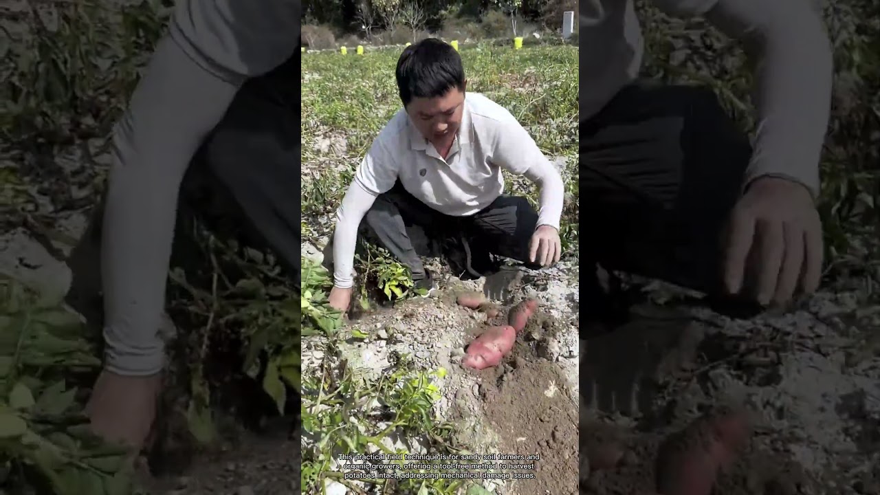 Hand-Harvest Red Potatoes in Sandy Soil