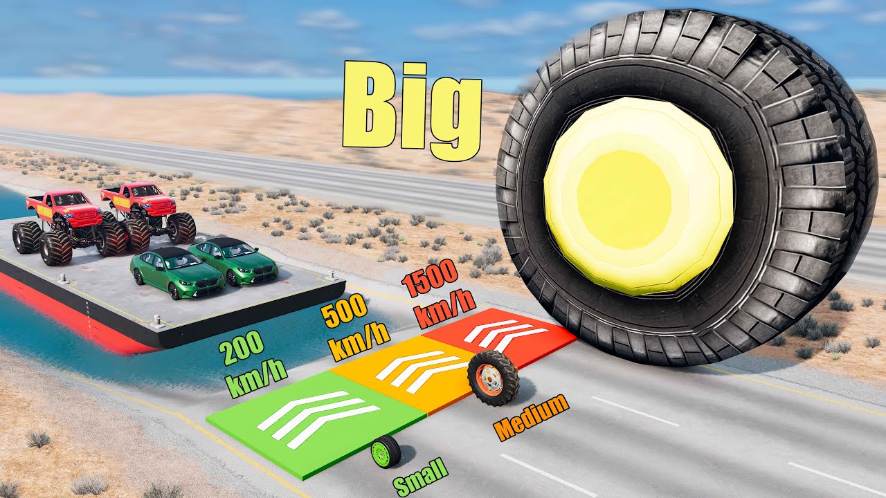 Wheels vs Speed Boost Platforms #2 &ndash; 200, 500, 1500 km/h - Beamng drive