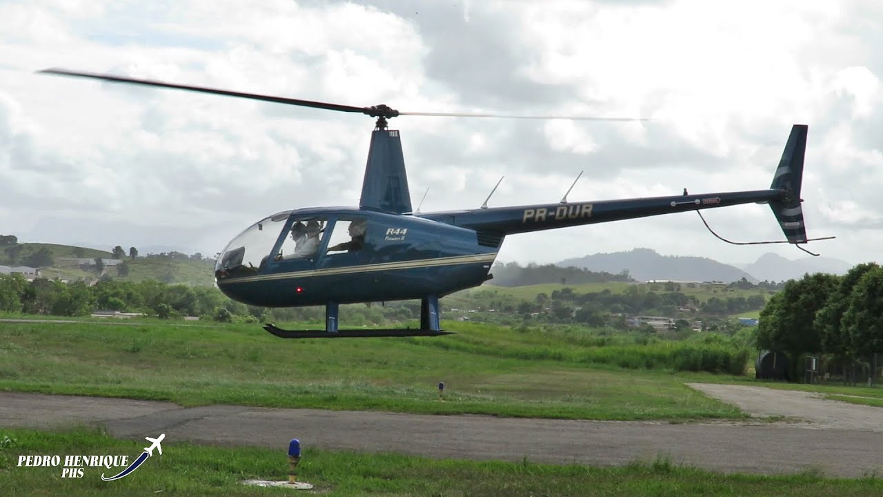 Helicoptero Robinson R44 Raven II Acionamento e Decolagem