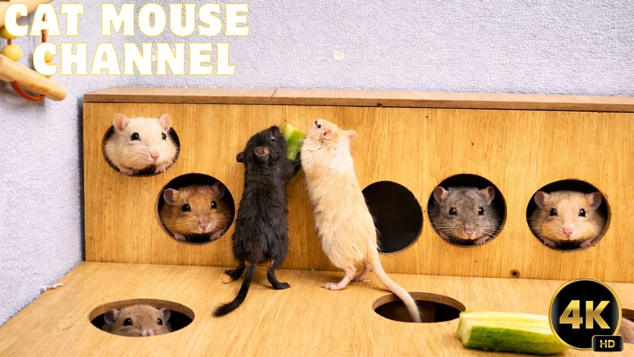 Cat TV Mouse Maze | Cute Mouse Climbing, Hide & Seek | Real Mouse Action for Cats | 4 Hours 4K
