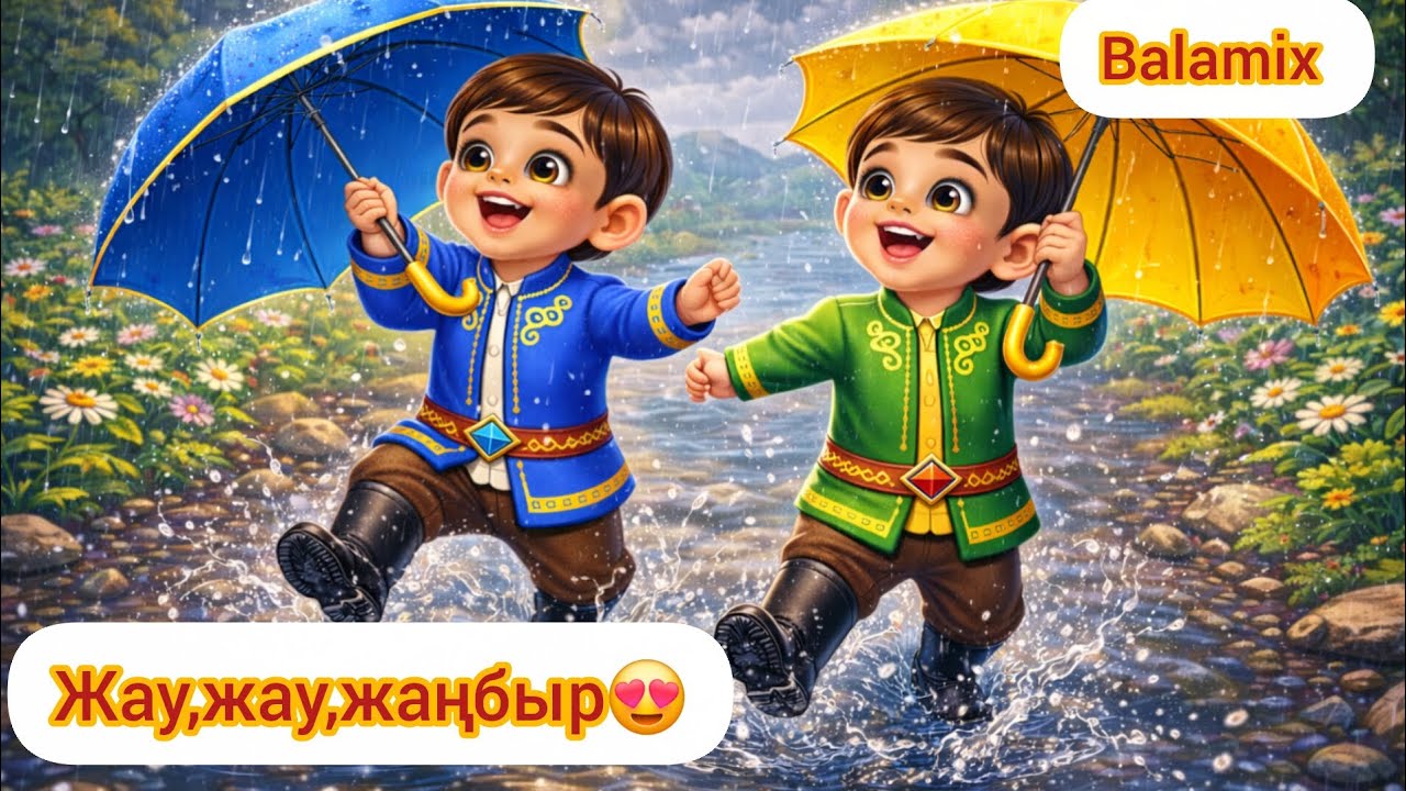 Жау,Жау,Жаңбыр😍|Көктем әні|Балаларға арналған көңілді қазақша ән|Қазақша мультфильм|Мультфильм 