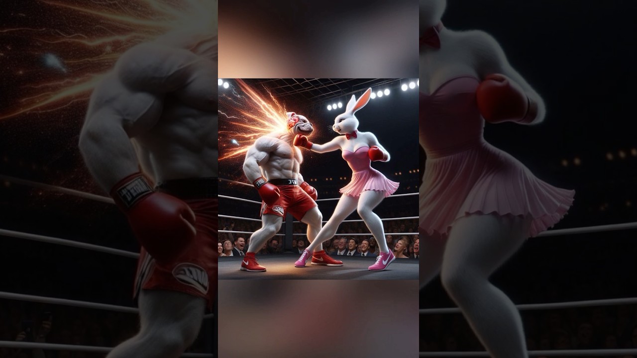 Fight for daddy, 🐰🆚🐶revenge #cute #rabbit #cat       #dog #shorts