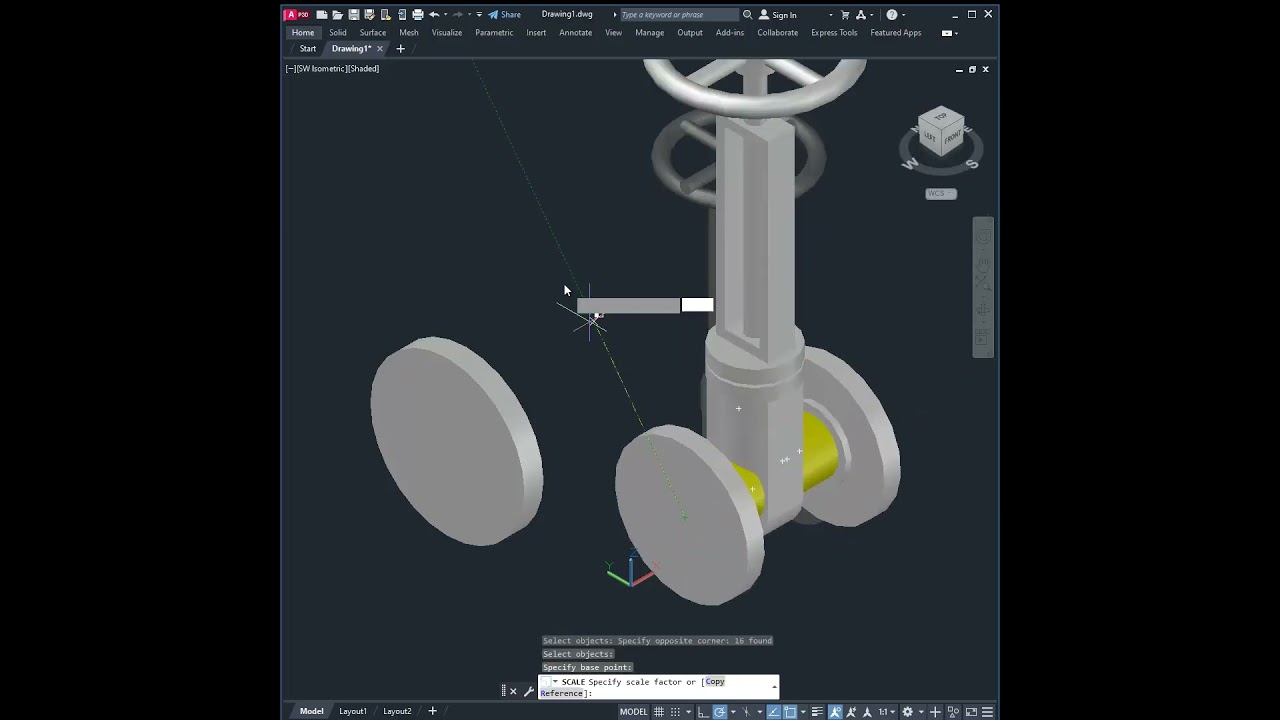 AutoCAD 3D WITH SCALE REFERENCE COMMAND