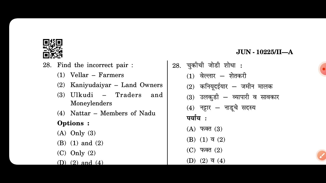 MHSET exam 2025 paper historyl