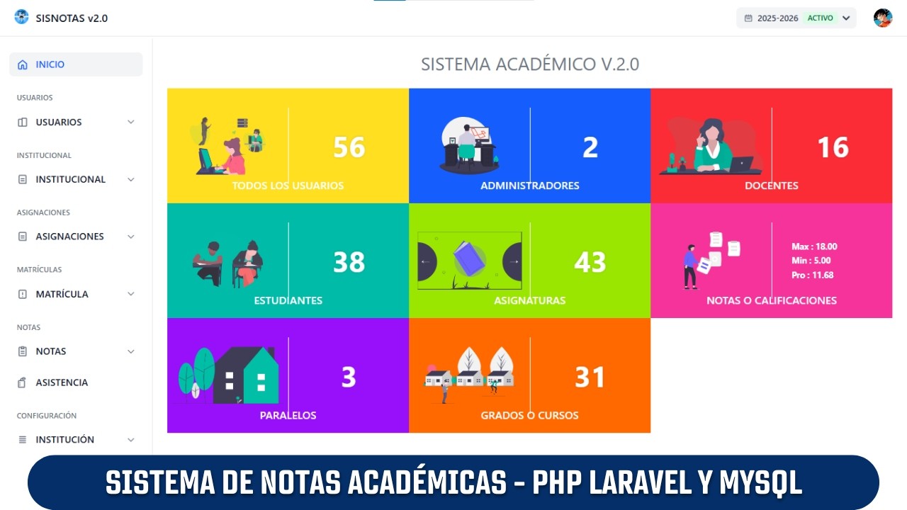 Sistema de Notas Académicas en PHP Laravel y MySQL