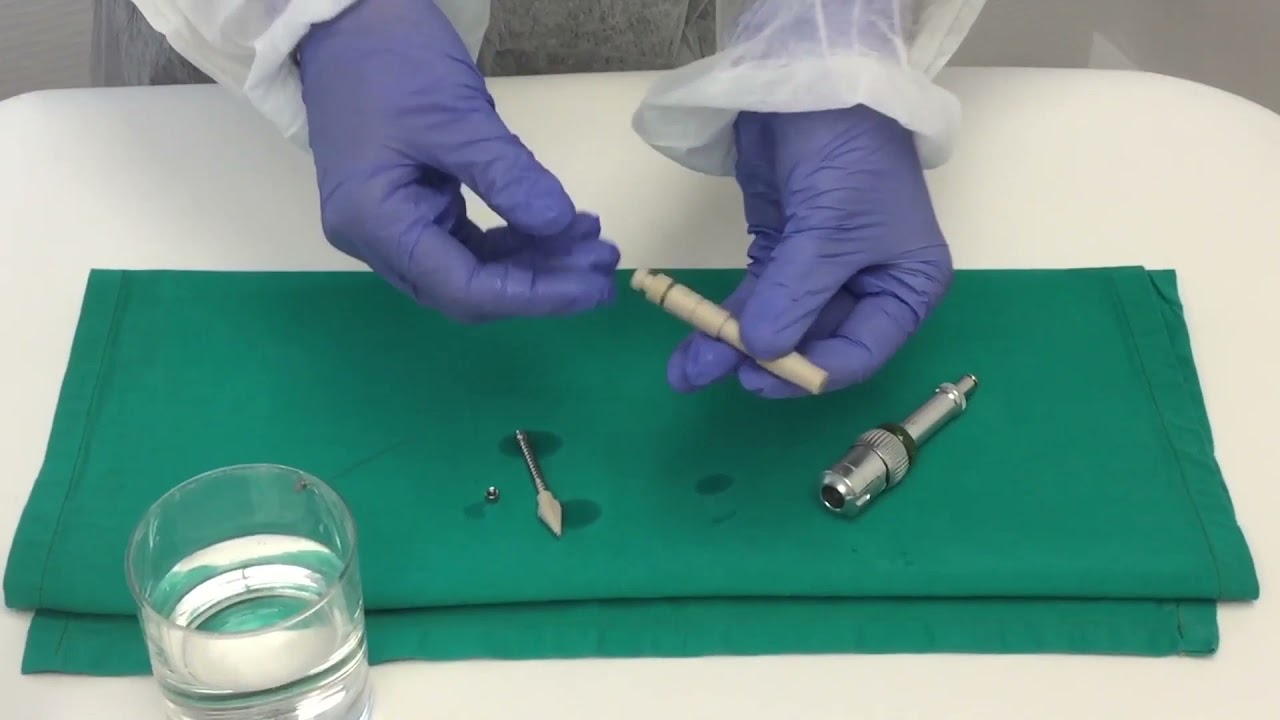 Assembling metal handpiece AFTER the implant - biofibre hair implantation by Doctor Gara