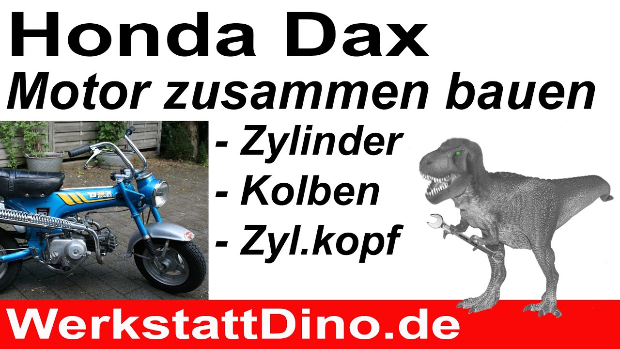 Honda Dax Motor reparieren, Zylinderkopf, Zylinder u. Kolben montieren.