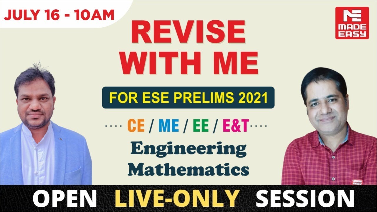 Revise With ME |ESE Prelims 2021| Engg. & Mathematics | CE, ME, EE, E&T | by  Sagar Sir & Puneet Sir