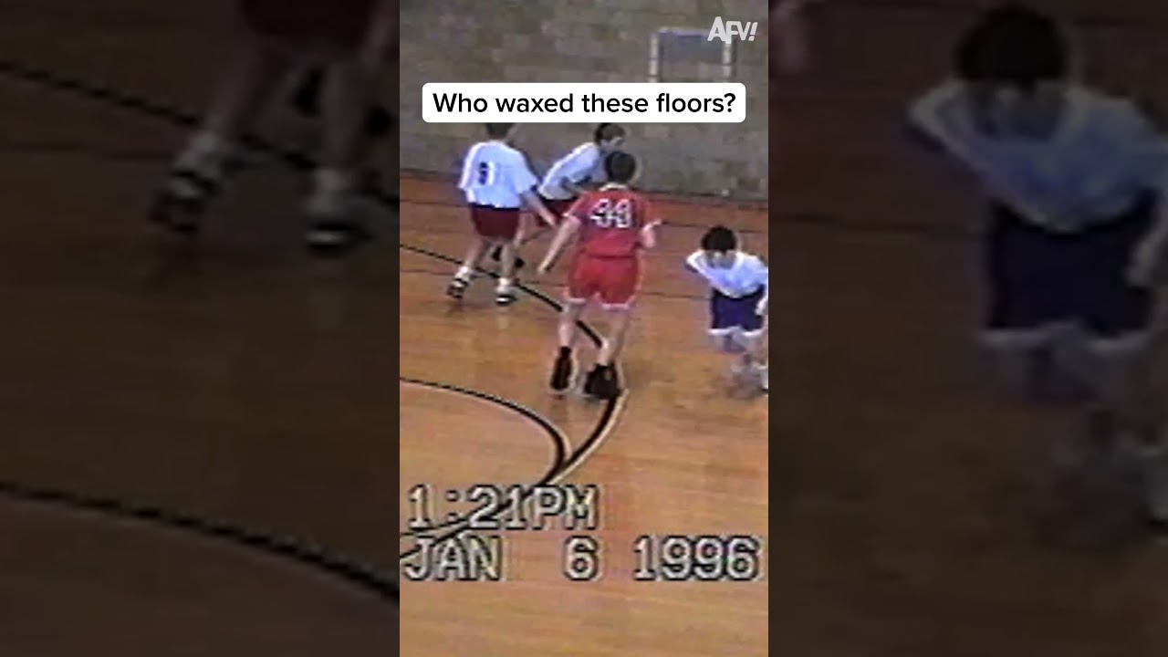 Players eating floor on this SLICK court 🤕 #fails #funny #basketball