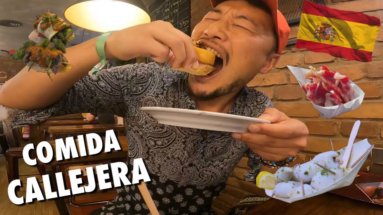 Probando comida callejera española en BARCELONA! 🇪🇸 | Japonés reacciona a comida española