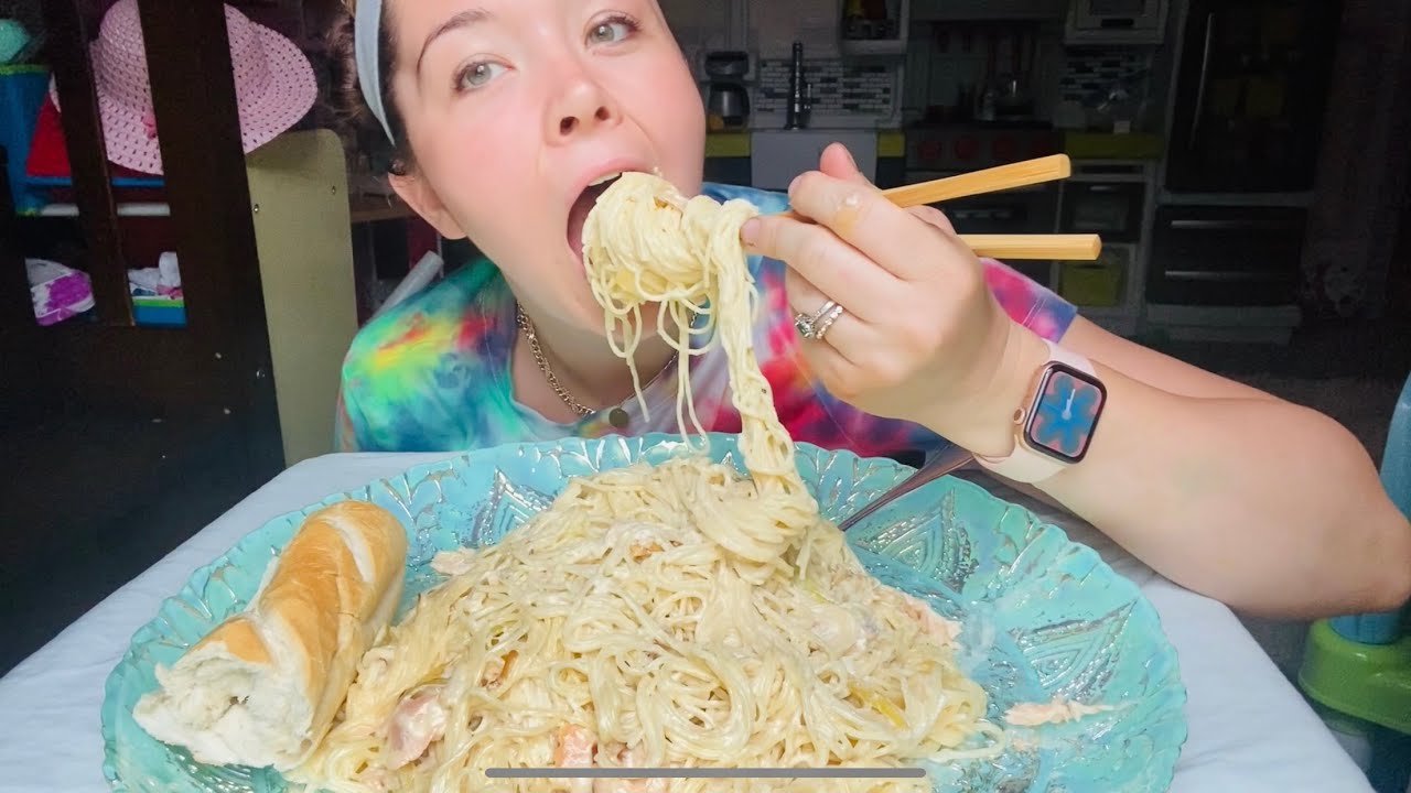 Homemade Smoked Salmon Alfredo Dinner and Spaghetti Snack (ANGEL HAIR PASTA)