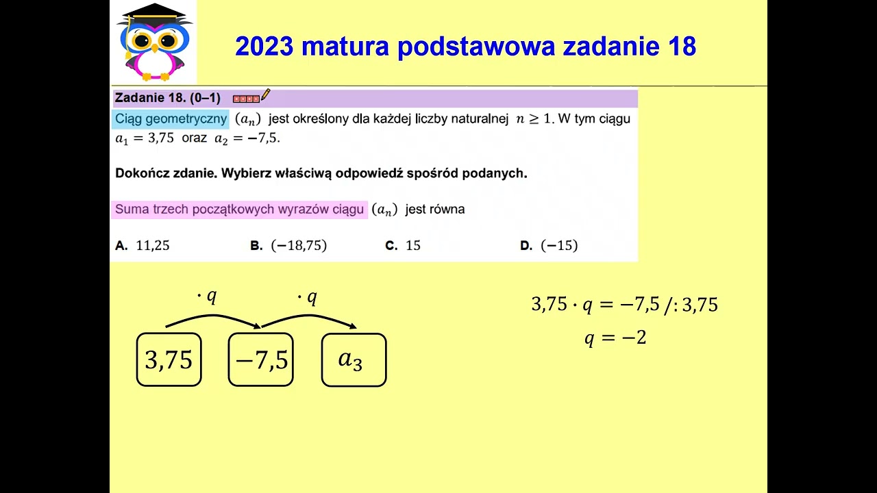 18 PP 2023 Matura matematyka poziom podstawowy, termin dodatkowy, czerwiec, zadanie 18