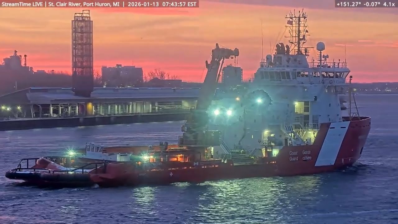 Ships and sunrise in Port Huron and Marine City 1-13-26