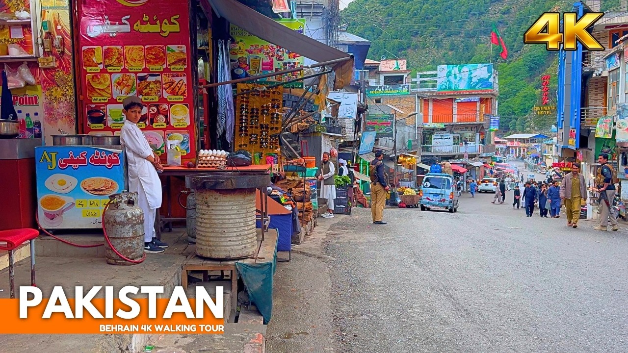 🇵🇰 A Town Built on a Roaring River | Bahrain Swat Valley 4K Walk