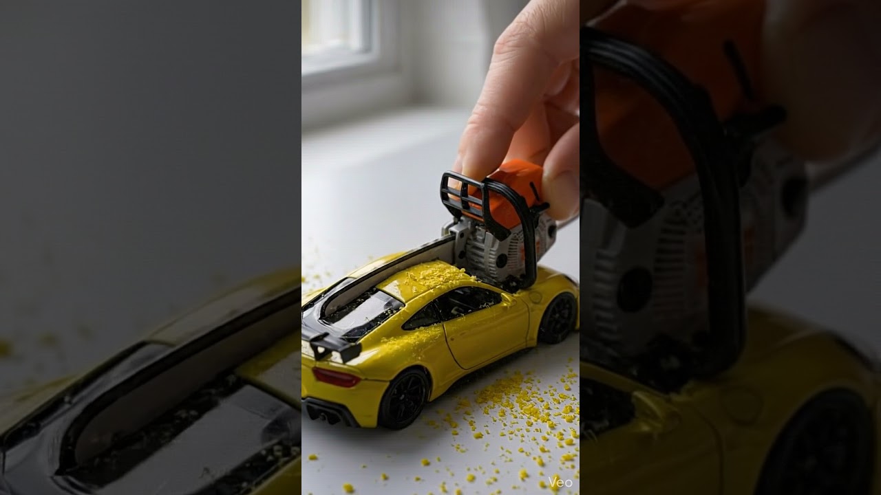 Mini Chainsaw vs Supercar Model – Satisfying Cut! 🔥