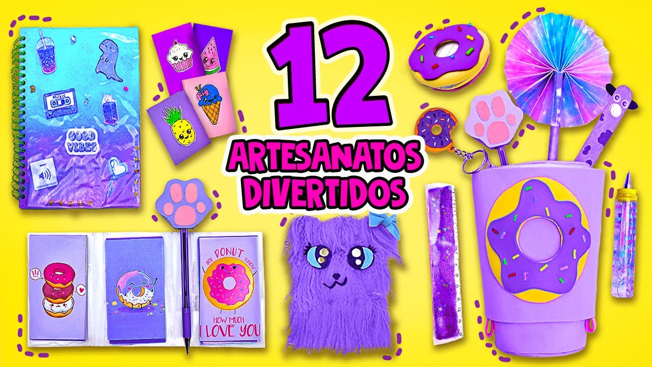 Não perca! 12 materiais escolares artesanais divertidos e coloridos que você vai adorar! 🍩💖