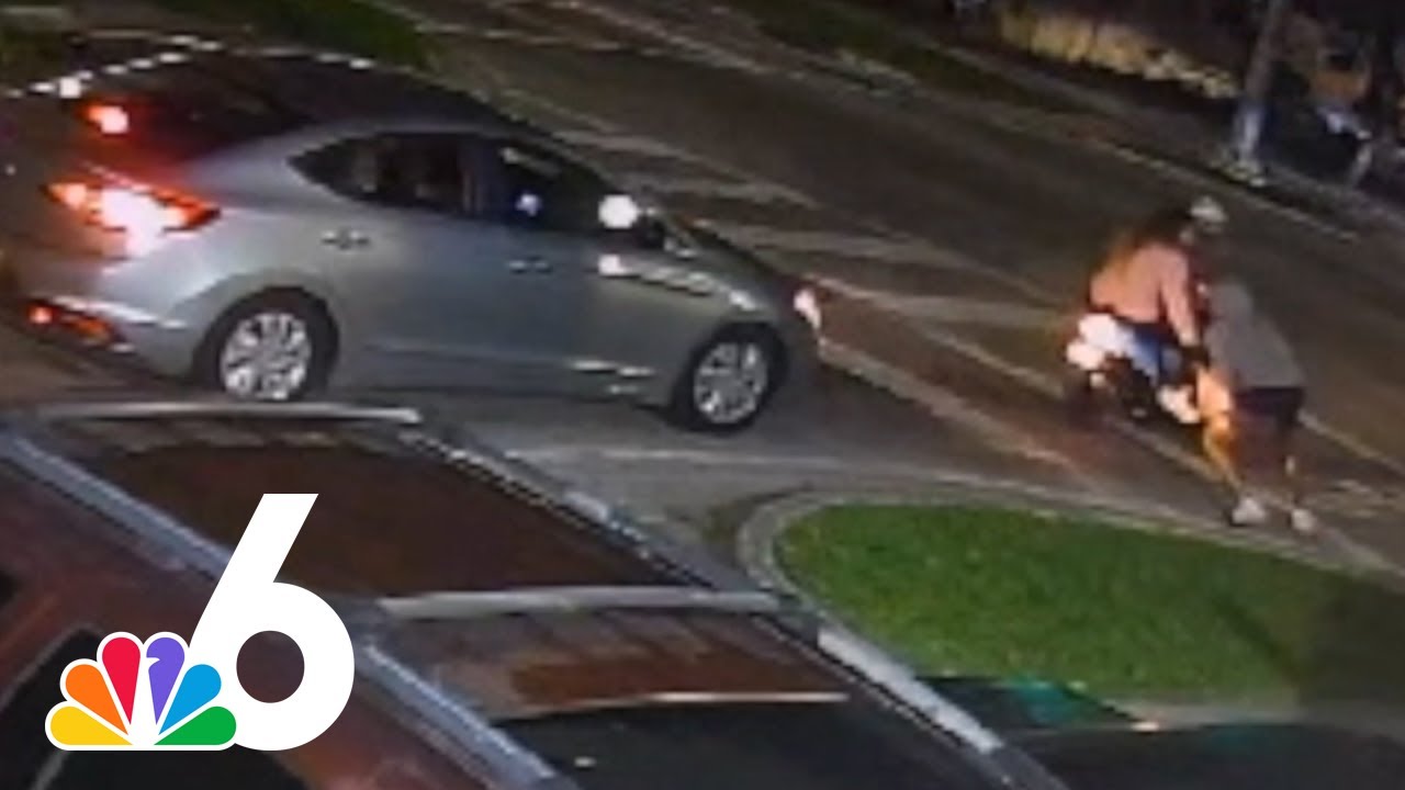 Shocking video captures thief snatching purse from woman on scooter at red light in Miami