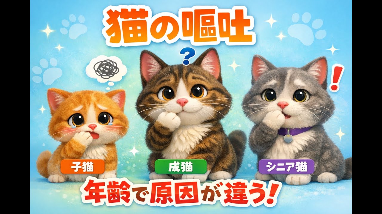 猫の嘔吐｜年齢で原因が違う！子猫・成猫・シニア別に解説