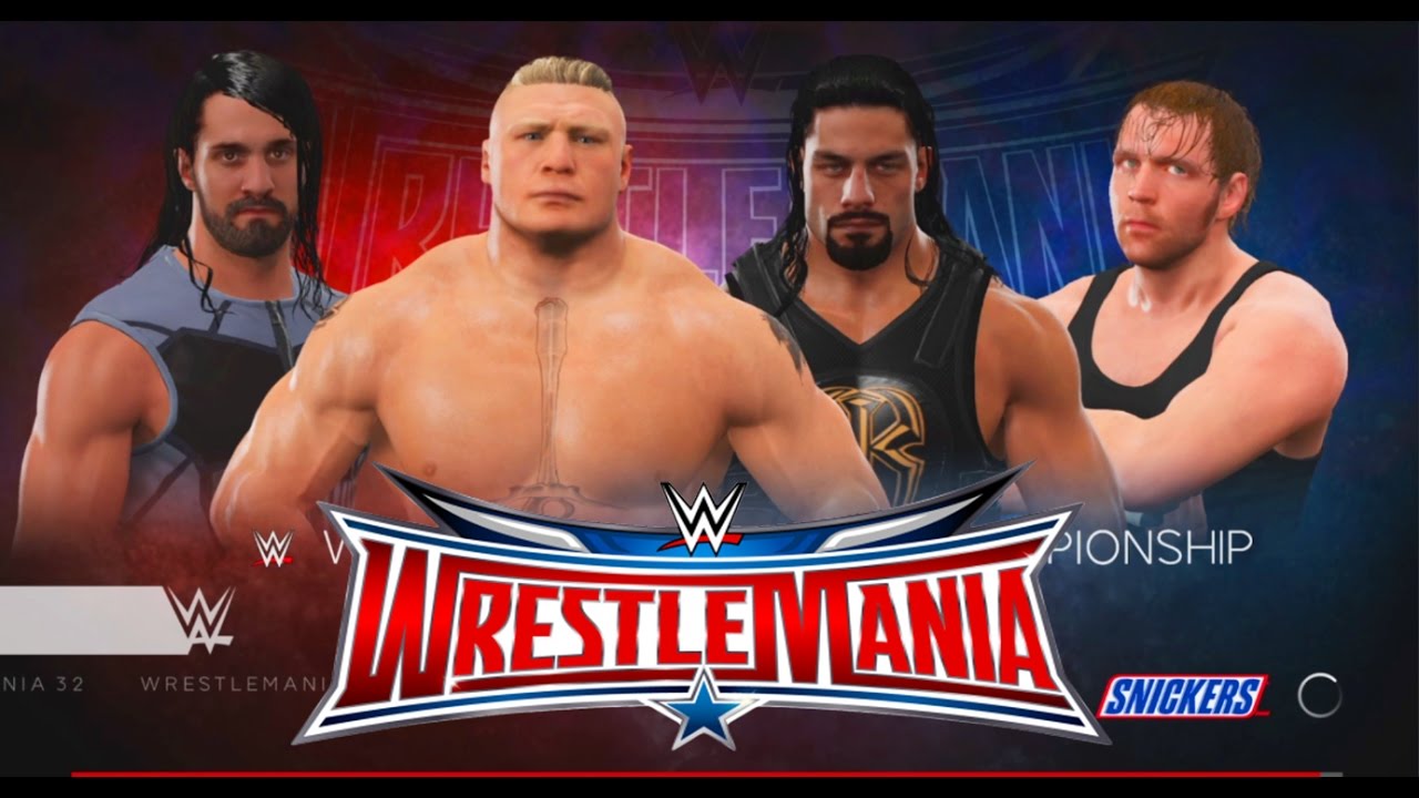 WWE 2K17-Brock Lesnar vs Seth Rollins vs Roman Reigns vs Dean Ambrose -WWE Fatal 4-Way Match (PS4)
