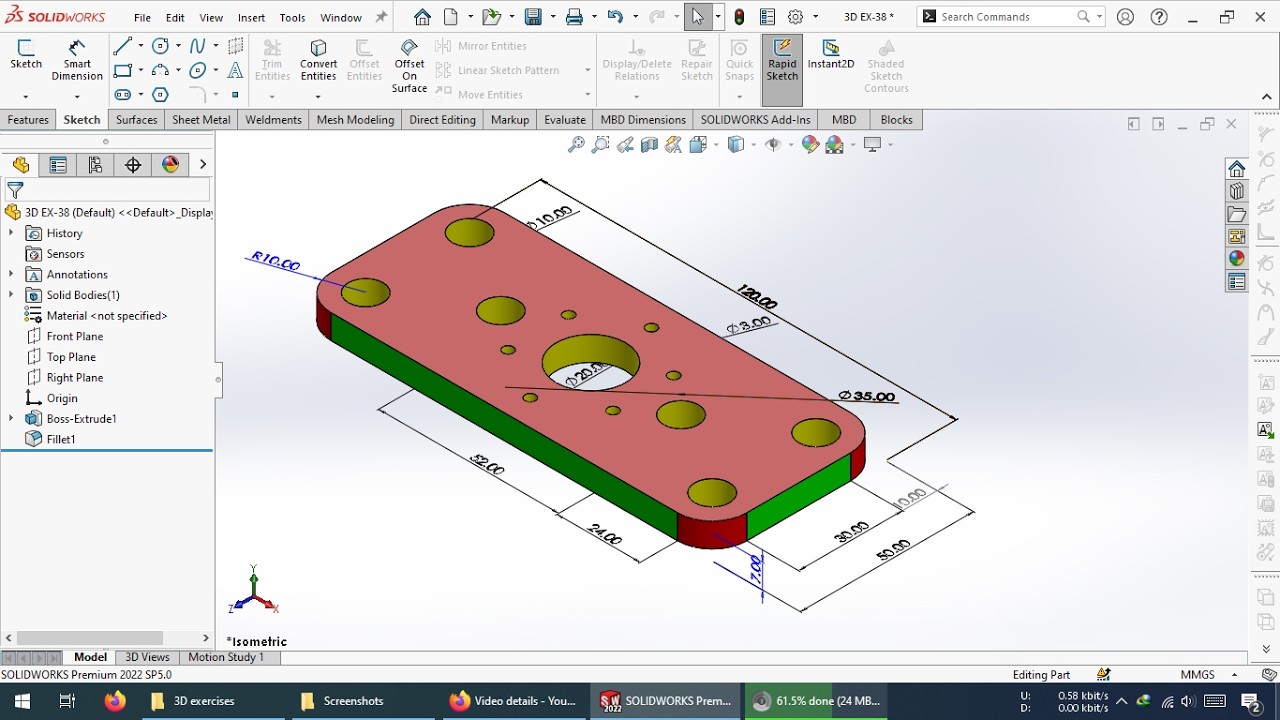 SolidWorks 3D excersise 038