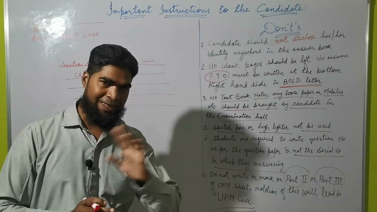 RGPV EXAM: Important Instructions to the student for answering in Answer Book. Do's & Don'ts.