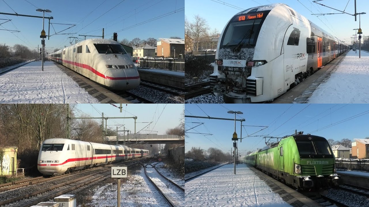Bahnhof Kamen im Schnee❄️ mit Güterzügen, ICE 1,2,3,4&T, Intercitys, Flixtrain, Desiro HC und FLIRT