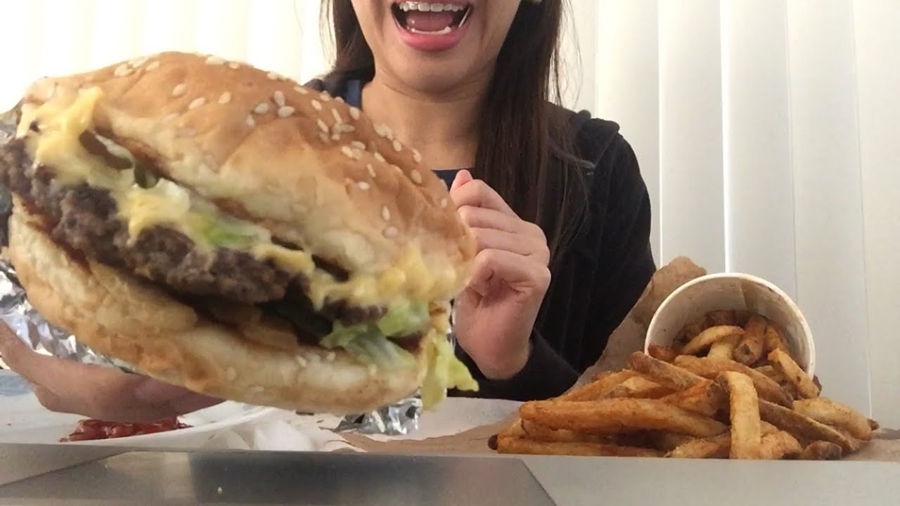 ASMR Eating: Burger & Fries (Five Guys)