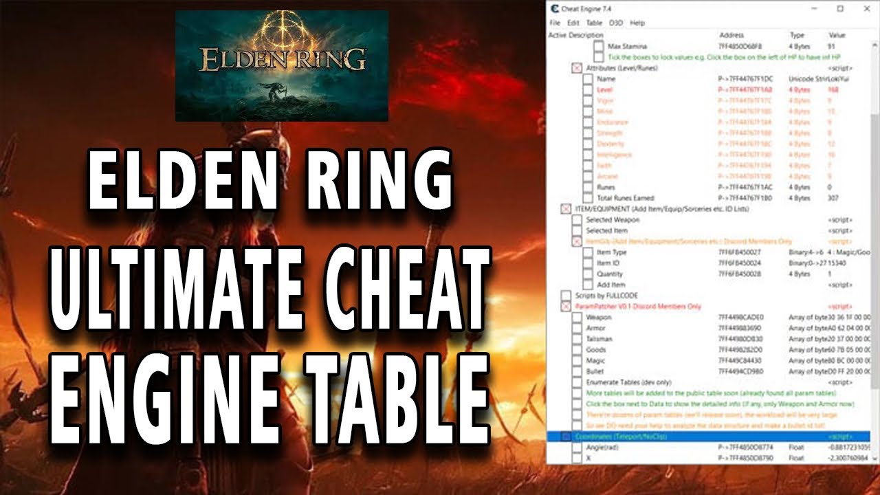 How To Use Elden Ring Ultimate Cheat Engine Table