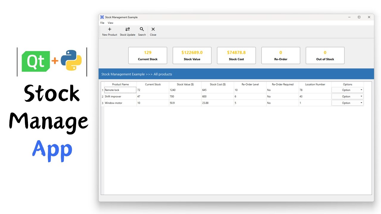 PyQt6 Programs | Stock Management Example with SQLite3