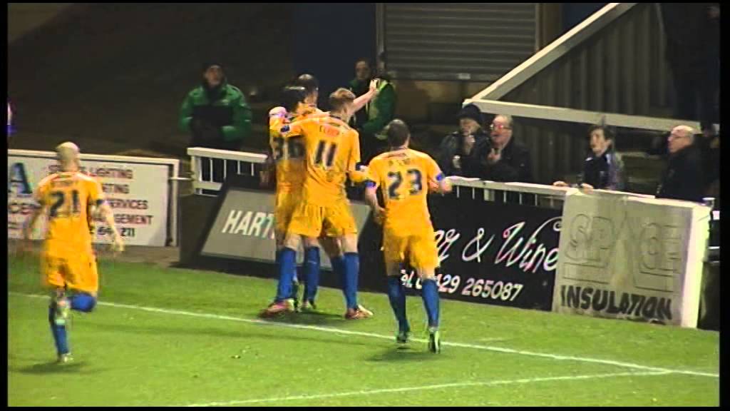 2-3 Matt Rhead scores the 3rd for the Stags. Hartlepool 2-4 Mansfield, 25Mar2014.
