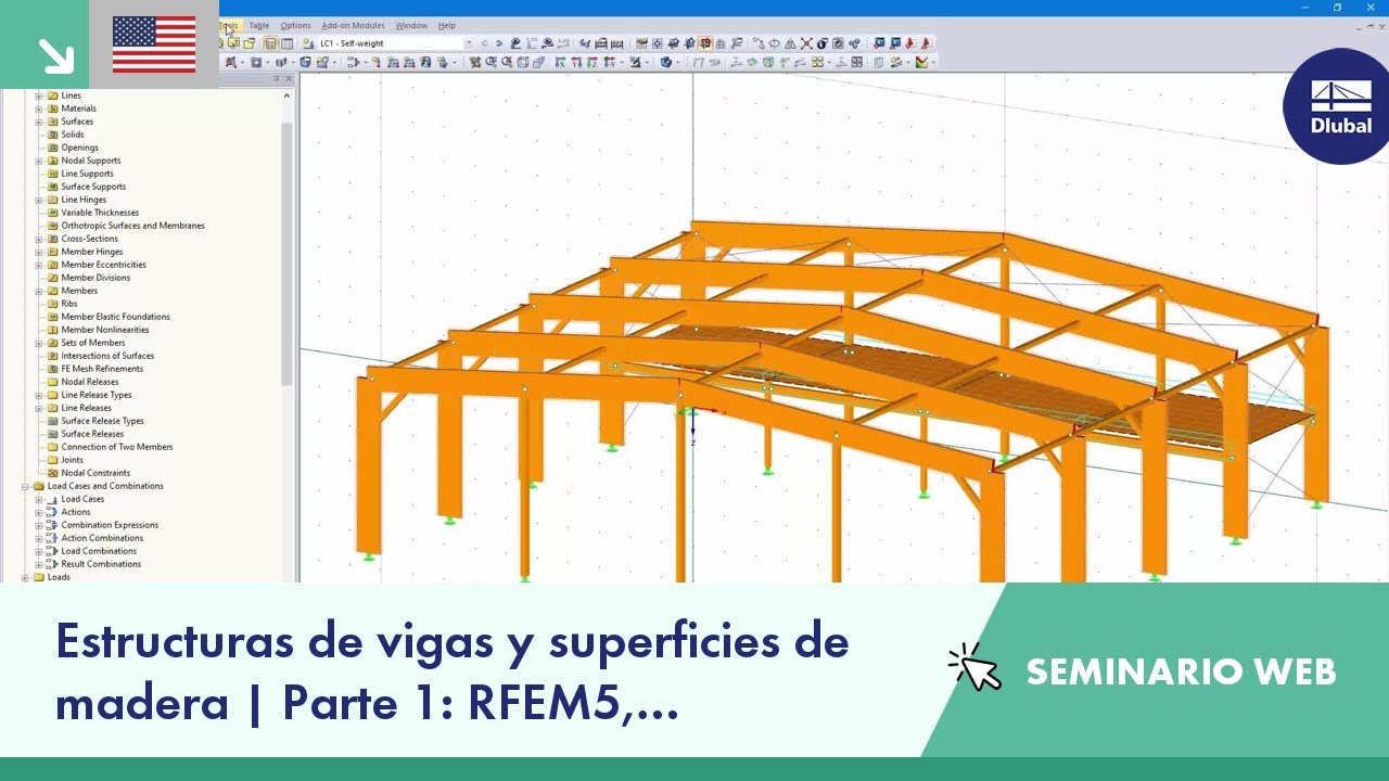 [EN] Estructuras de vigas y superficies de madera | Parte 1: RFEM5, RF-TIMBER Pro, RF-LAMINATE, R...
