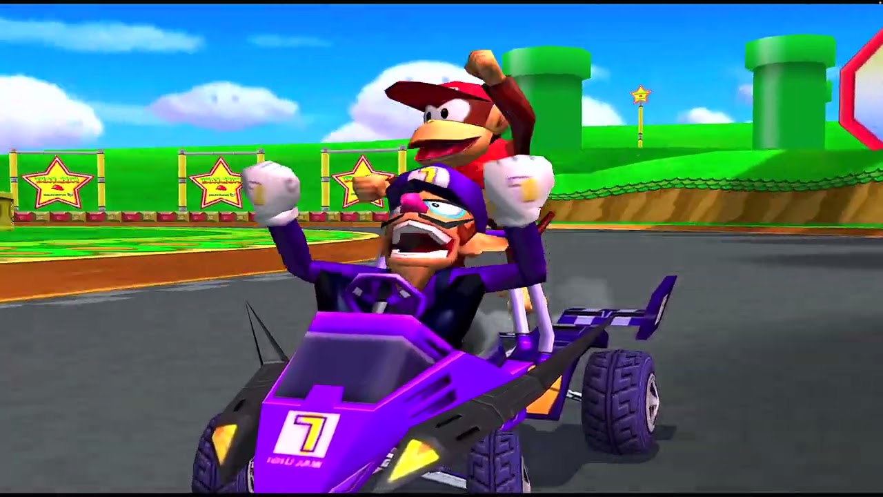 Mario Kart: Double Dash!! - Waluigi and Diddy Kong [Flower Cup, Mirror Level]