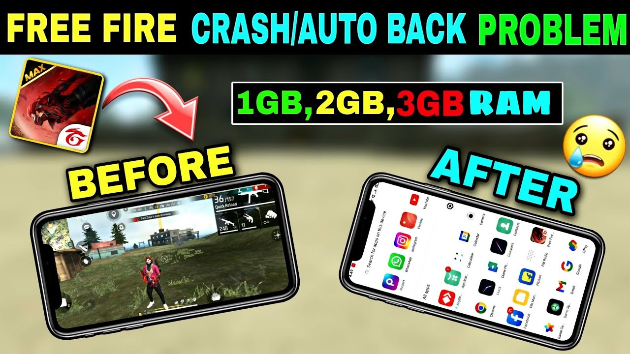 How to solve auto back problem in free fire/low device auto close crash problem after garena logo ff