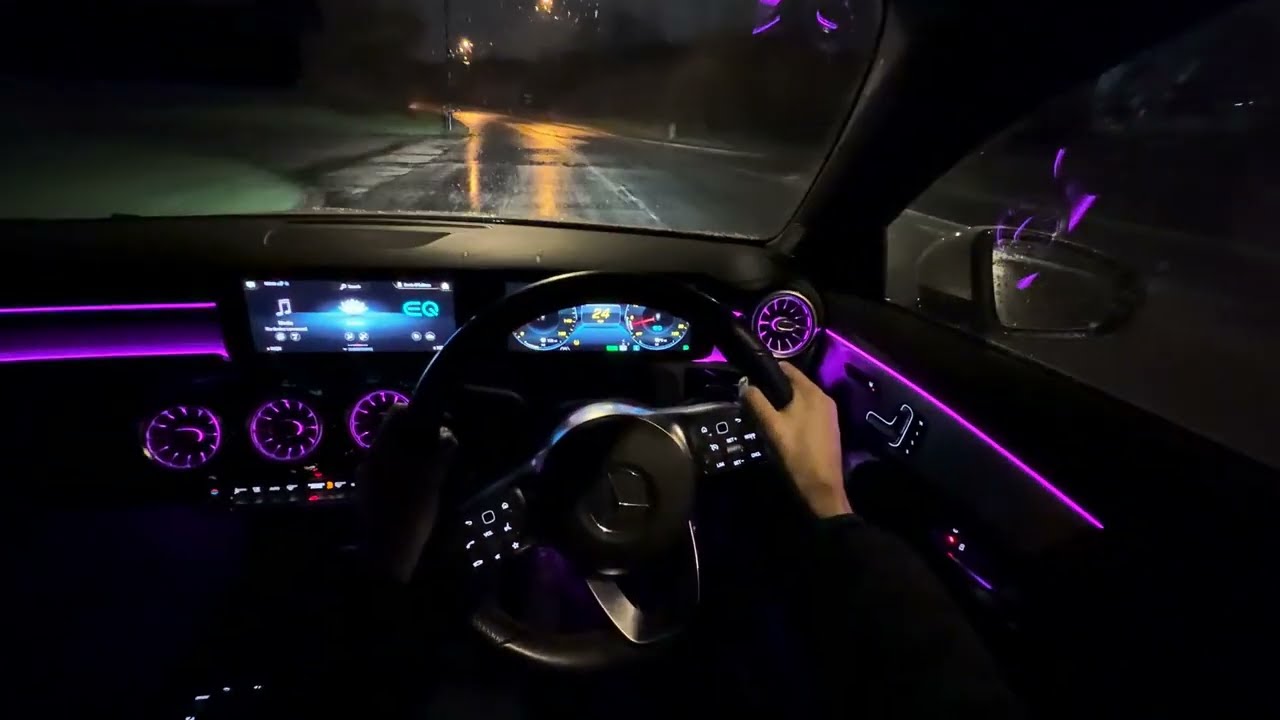 POV Driving 2022 Mercedes-Benz CLA 250e | Late Night Drive In The Rain