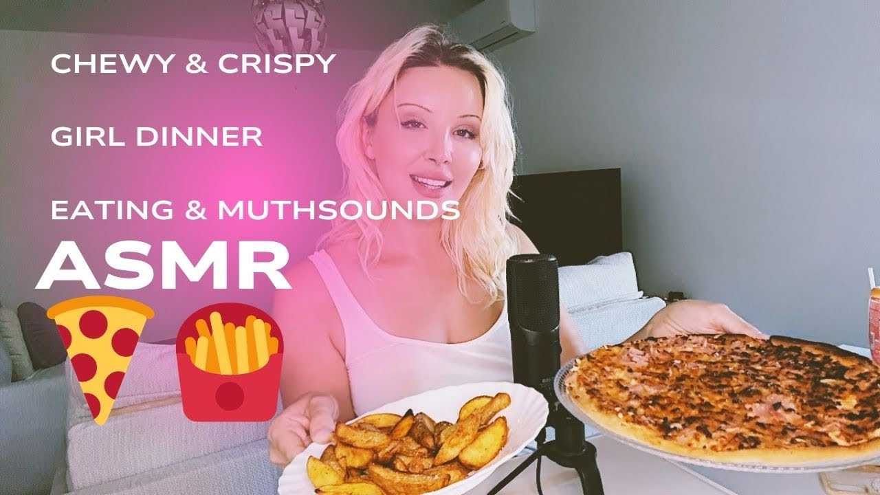 ASMR MUKBANG | GIRL DINNER | FROZEN PIZZA AND POTATO WEDGES | CHEWY & CRISPY
