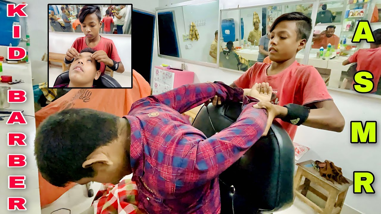 ASMR | This Kid Knows How To Enjoy Asmr Head Massage💈Face, Head, Back & Body Massage  by KID Barber