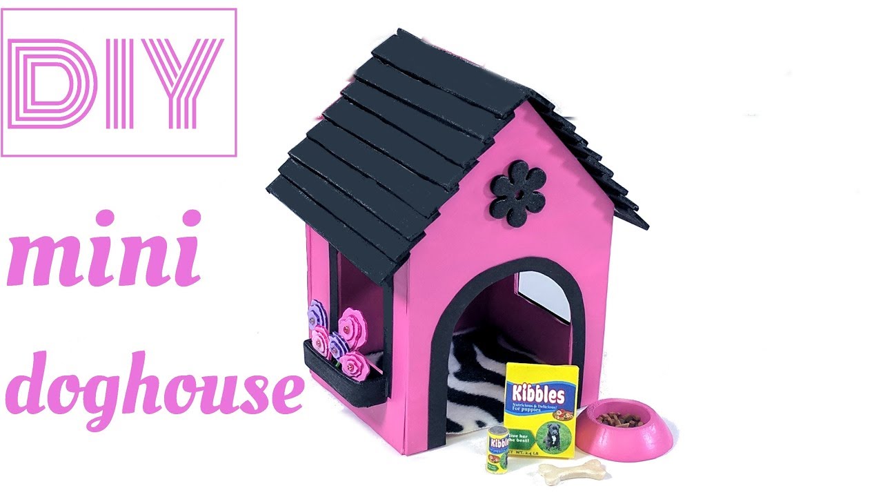DIY Miniature Doghouse with accessories (dog food, bowl, flower pot, and bone)