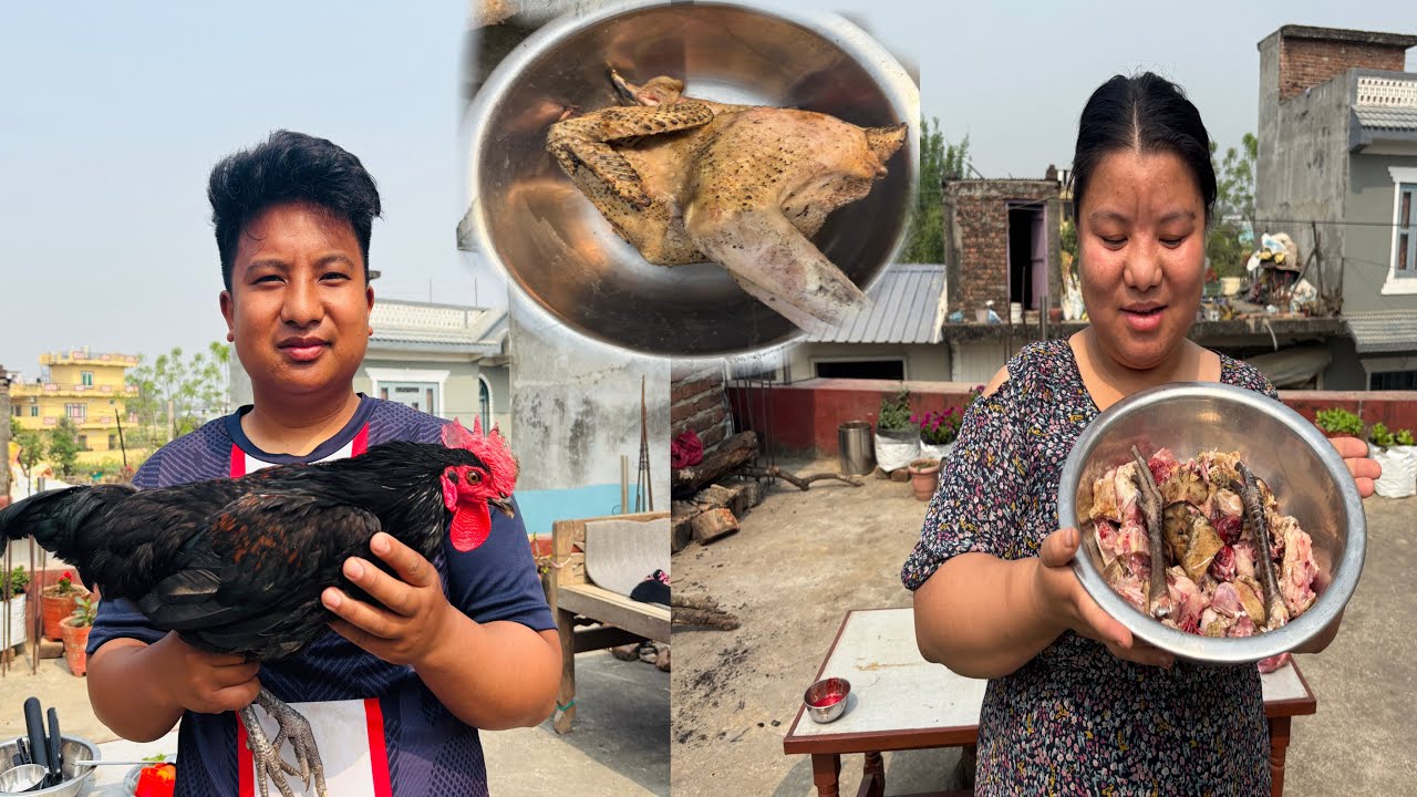 LOCAL CHICKEN 🐔 SOUP. TYPICAL NEPALI VILLAGE STYLE FAMILY MUKBANG 