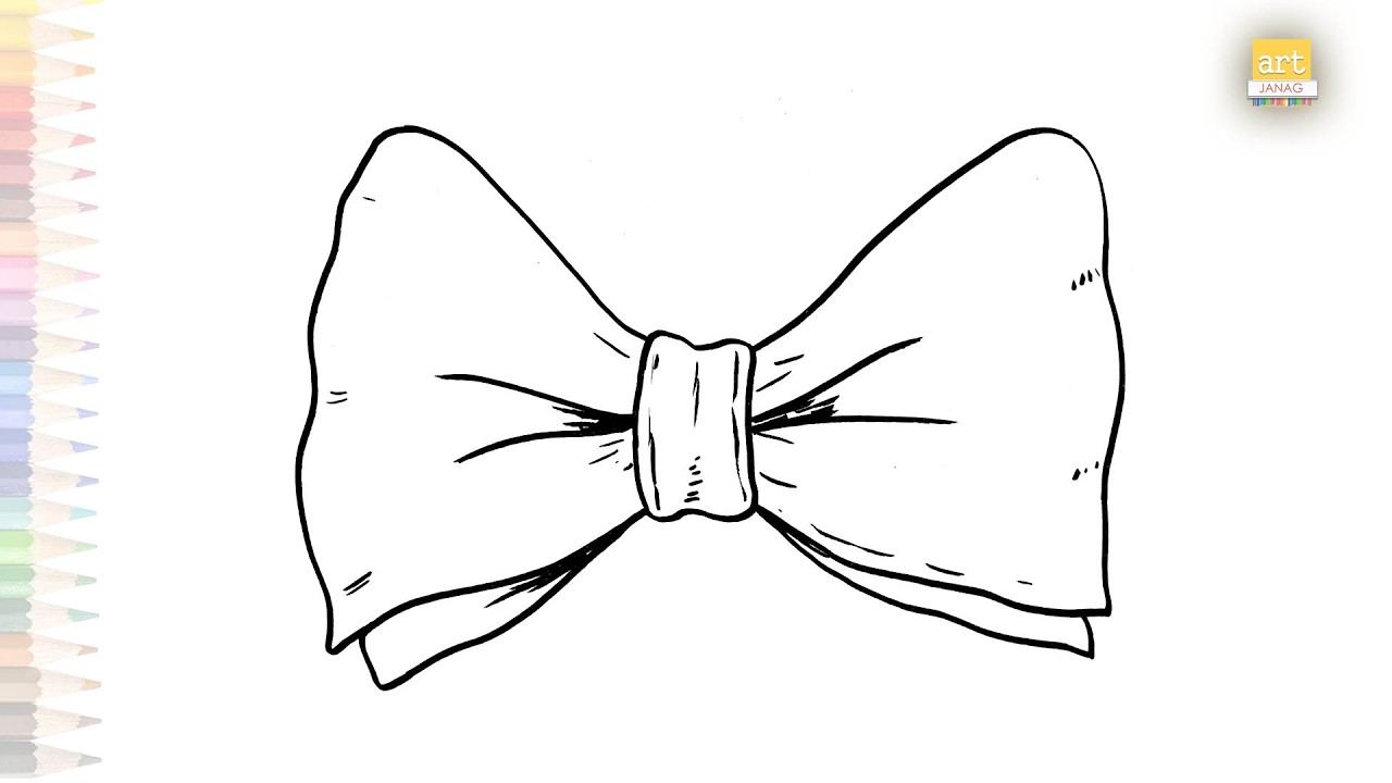 Tie bow easy drawing | Outline drawings | How to draw Tie bow step by step simply | #artjanag